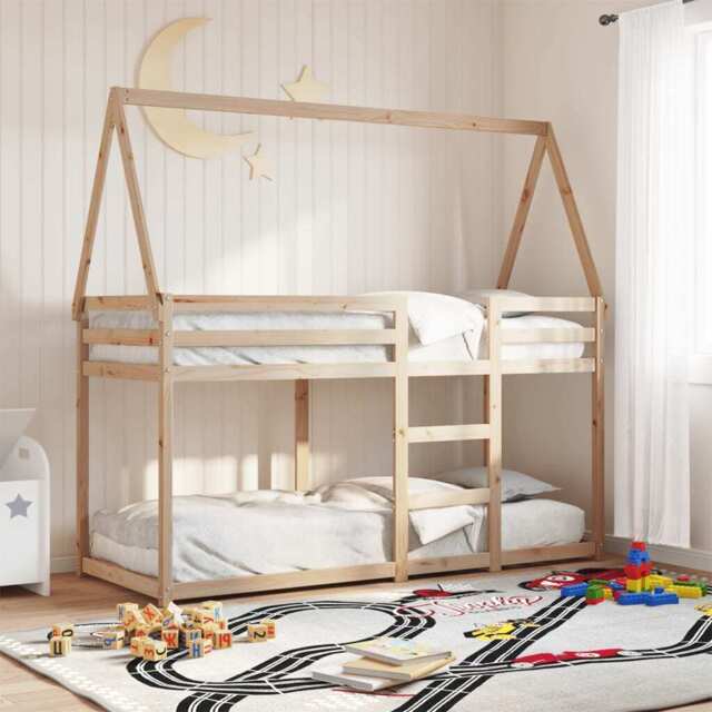 Bunk Bed With Roof 80x200 Cm Solid Wood Pine Vidaxl