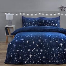 Sleepdown Scattered Stars Luxury Foil Fleece Plain Reverse Warm Soft
