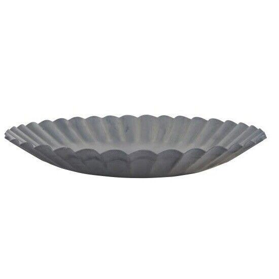 Metal Candle Tray Medium Grooved Grey By Ib Laursen