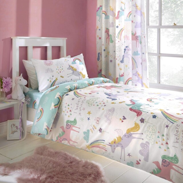 Bedlam Rainbow Unicorn-duvet Cover Set, Multicolour, 2 Pcs, Single,