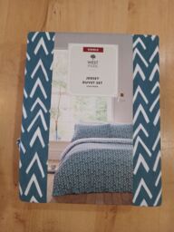 West Park Jersey Duvet Set Chevron Single Teal 135x200cm