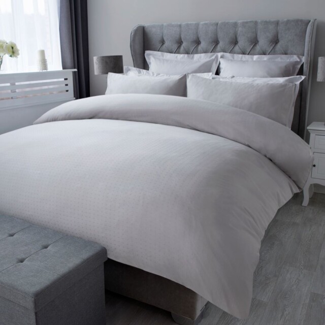 Belledorm Staten Island 300 Tc Cotton Duvet Cover Set, Platinum, King