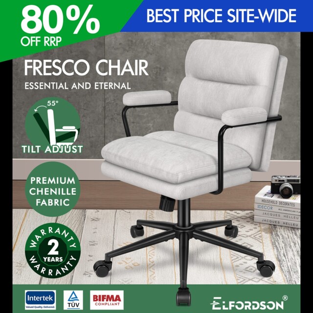 Elfordson Office Chair Dual Padded Armrest Metal Frame Tilt Swivel