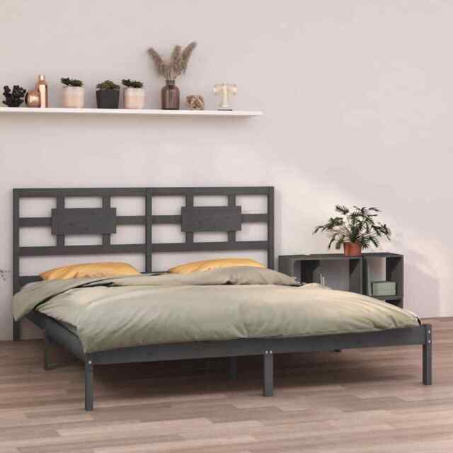 Bed Frame Grey Solid Wood 200x200 Cm Vidaxl