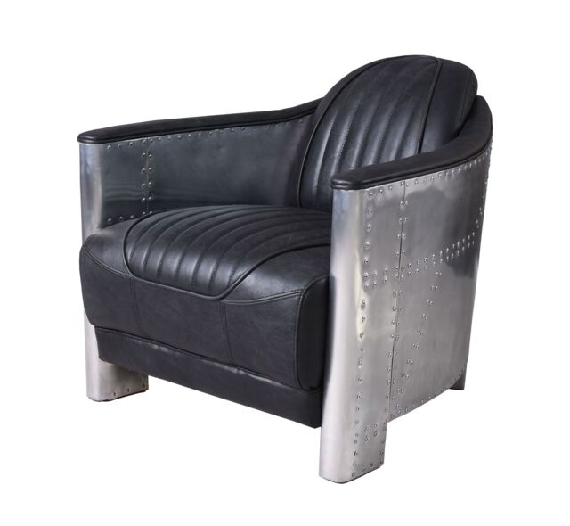 Leather Armchair Aviator Alu Dc3 Tv Armchair Relax Armchair Vintage