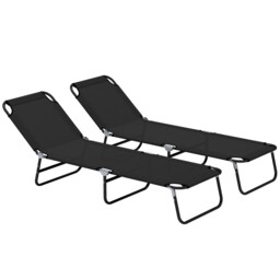 2 Piece Reclining Sun Lounger Set Adjustable Backrest Garden Chaise