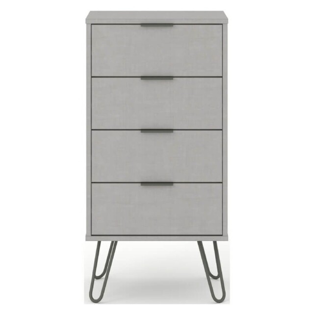 Augusta Chest Hair Pin Legs 4 Drawer Narrow Grey Stylish Storage