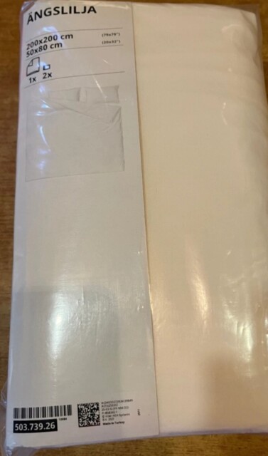 Ikea Angslilja Double Duvet Cover & Pillow Cases 200x200cm White