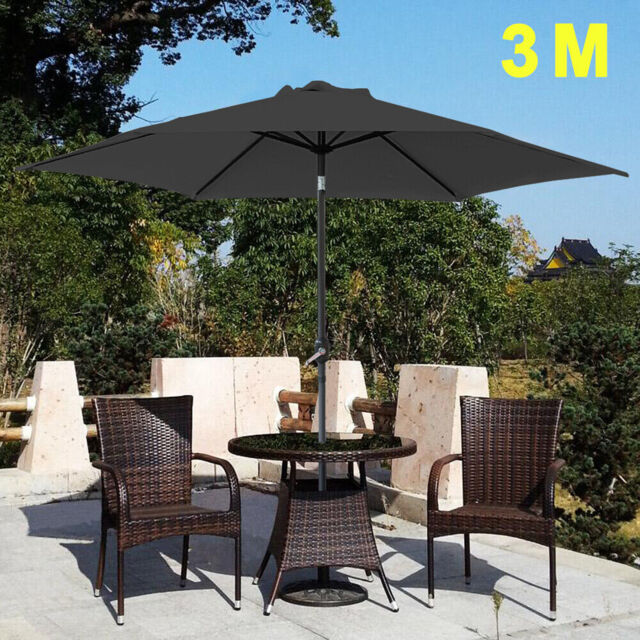 3m Large Round Garden Parasol Umbrella Outdoor Patio Sun Shade Canopy