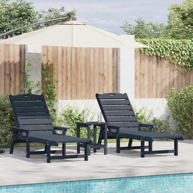 Garden Lounge Furniture 3 Pcs Navy 38 X 38 X 46cm Polyethylene Vidaxl