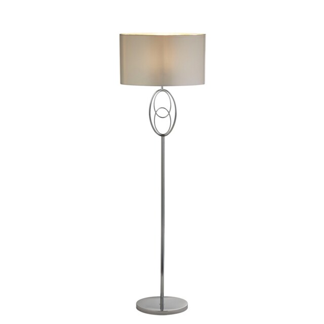 Chrome Finish Base With Faux Silk Shade Free Standing Standard Floor