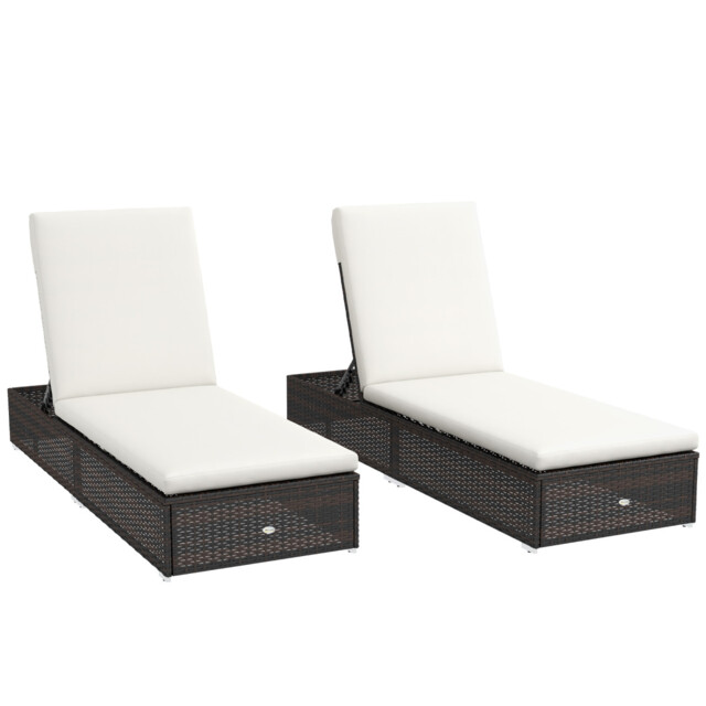 Sun Lounger Set Brown 194x60x32cm Aluminium Wicker Adjustable Outdoor