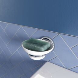 Croydex Flexi-fix Bathroom Soap Dish Wall Mounted Chrome & Ceramic -