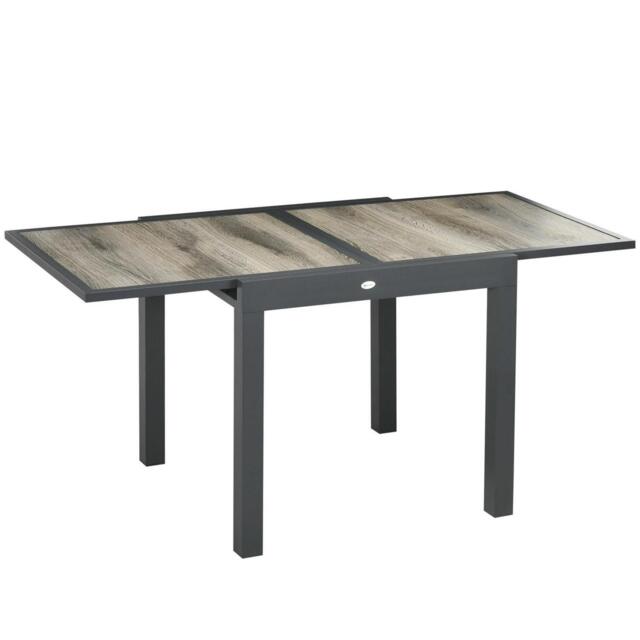 Extendable Outdoor Dining Table Aluminium Rectangle With Plastic Board