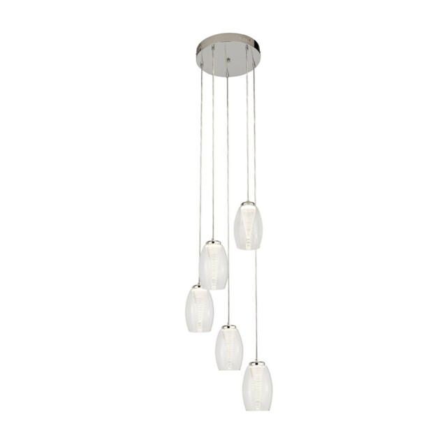 5 Lights Chrome Finish Ceiling Mounted Fitting Pendant Light Clear