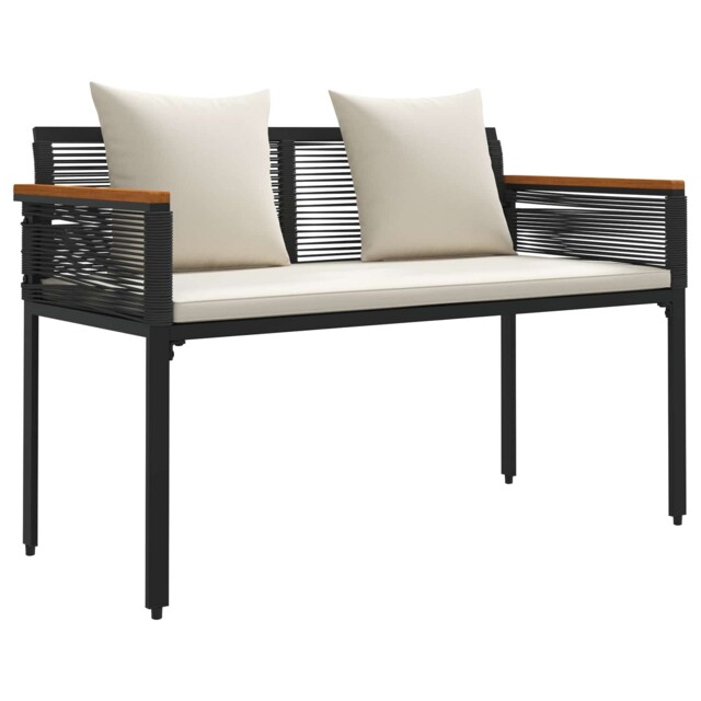 Outdoor Bench With Cushion With Pillow Poly Rattan Garden Seating
