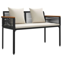 Outdoor Bench With Cushion With Pillow Poly Rattan Garden Seating