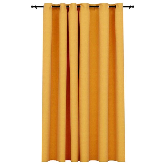 Linen-look Blackout Curtain With Grommets Blind Drape Window Curtain