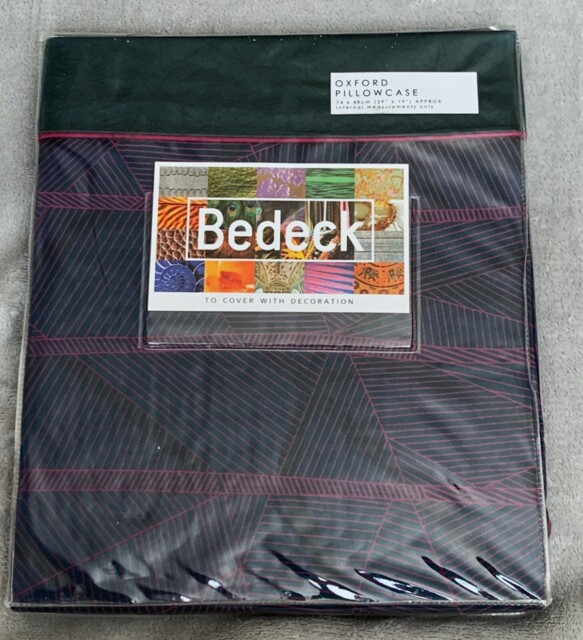 1 X Bedeck 100% Cotton Ducatto Geometric Oxford Pillowcase Teal Bnip