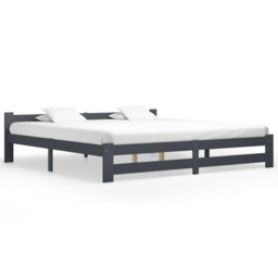 Bed Frame Dark Grey Solid Pine Wood 90x200 Cm Single Slatted 204x97x55
