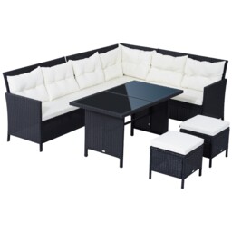 Outsunny 6 Pieces Sofa Set Furniture Rattan Cushion Seat Wicker Black