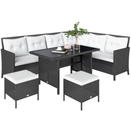 Outsunny 6 Pieces Sofa Set Furniture Rattan Cushion Seat Wicker Black