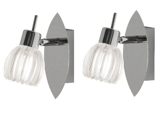 Pack Of Two Wall Light Chrome Glass Oaks Bey 3771 Ch Adjustable