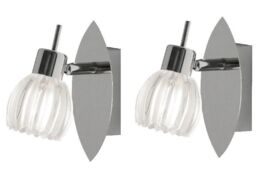 Pack Of Two Wall Light Chrome Glass Oaks Bey 3771 Ch Adjustable