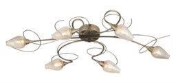 Ceiling Light Brass Lugh 6 Antique Amber Glass Oaks Lighting 1602/6 Ab