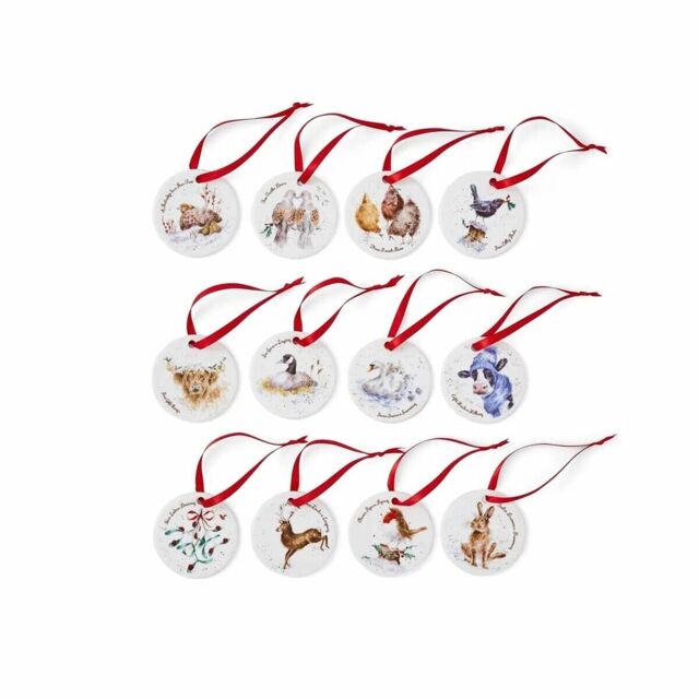 Royal Worcester Wrendale Designs 12 Days Of Christmas Decorations In