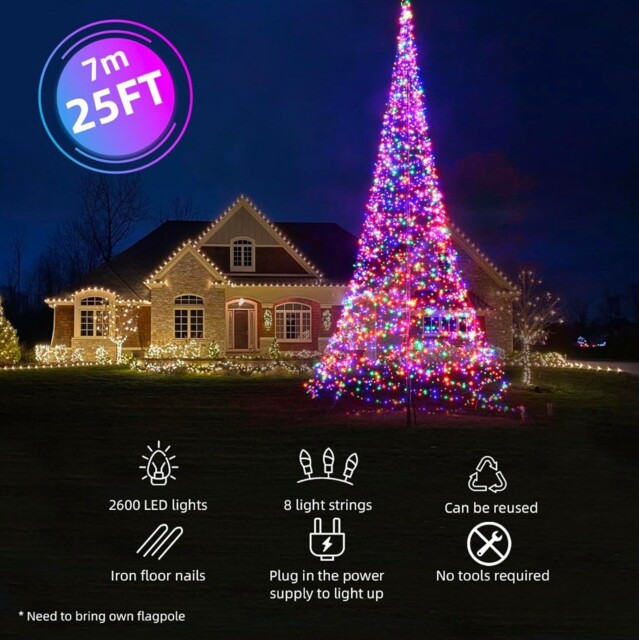 Flagpole Led Christmas Tree 23ft - Christmas Decorations Outdoor -