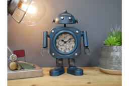 Friendly Metal Robot Desk Clock Vintage Style Home Decor Unique Gift