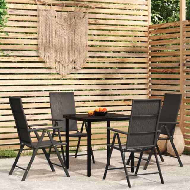 Garden Dining Set Black Outdoor Furniture 3/5/7/9 Piece Multi