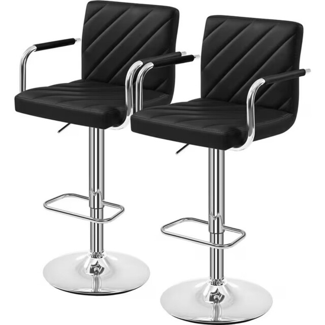 Bar Stool Set Of 2, Adjustable Armrest Swivel Bar Stool With Backrest,