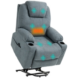 Electric Recliner Chair Charcoal Grey Linen 90x101x107cm Lift Massage