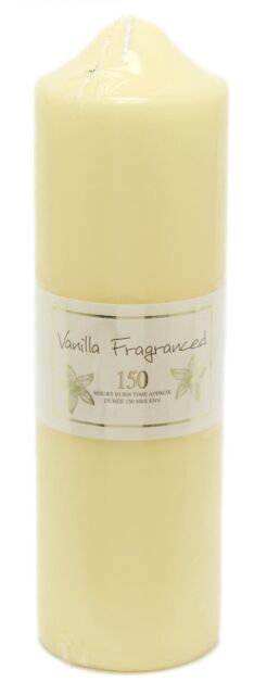 Christmas Pillar Candle Vanilla Scented Festive Church 150h Burn Gift
