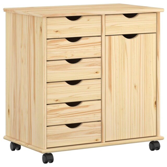 Rolling Cabinet With Wheel Solid Pine Wood Storage Unit Kitchen Home