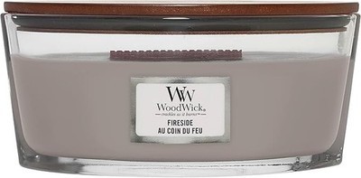 Fireside Scented Candle With Crackling Wood Wick – Ellipse Glass Jar,