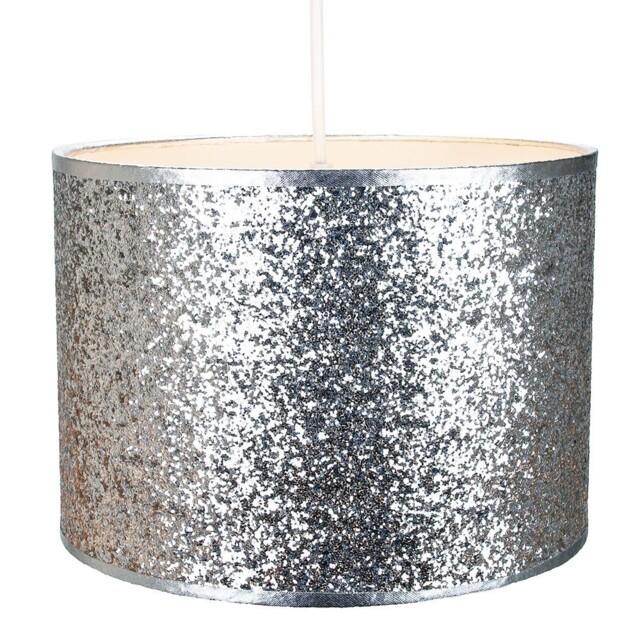 Modern And Designer Bright Silver Glitter Fabric Pendant/lamp Shade