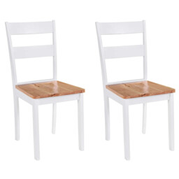 Dining Chairs 2 Pcs White Solid Rubber Wood Vidaxl