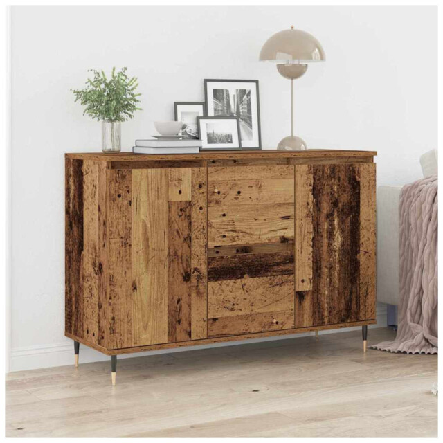 Sideboard Old Wood 101.5x35x70cm Engineered Wood 2 Drawers 2 Doors