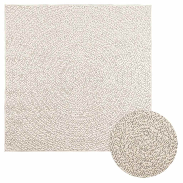 Round Rug Cream 120x120 Cm Polypropylene Jute-look Uv Resistant