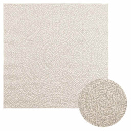 Round Rug Cream 120x120 Cm Polypropylene Jute-look Uv Resistant
