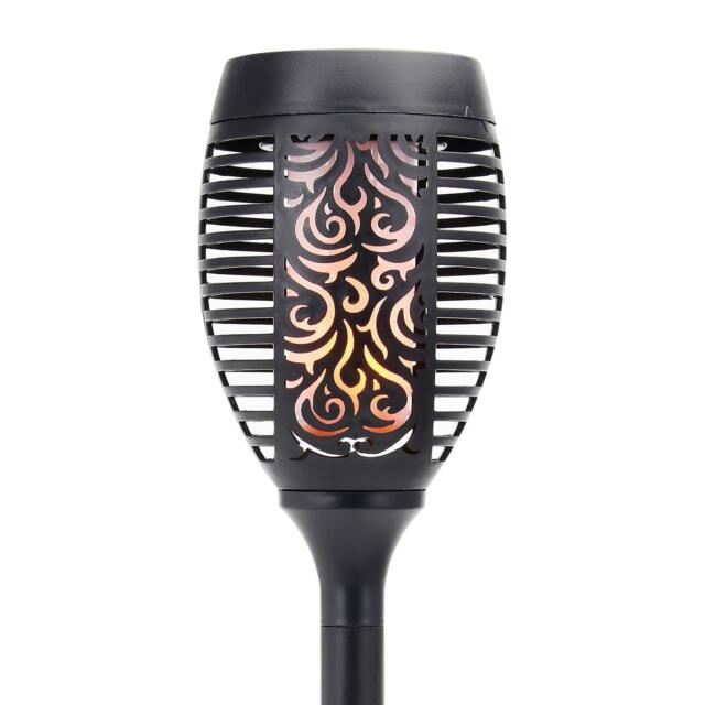 Set Of 4 Solar Dancing Flame Led Torch Stake Flickering Outdoor Garden