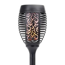 Set Of 4 Solar Dancing Flame Led Torch Stake Flickering Outdoor Garden