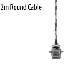 Pendant Light 1m Chrome E27 Holder Set Fabric Cable Cord Black White
