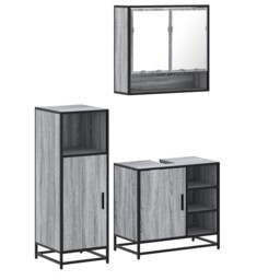 Bathroom Furniture Set 3 Piece Cupboard Sink Cabinet Engineered Wood