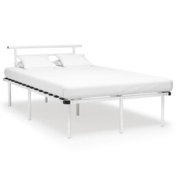 Bed Frame White Powder-coated Metal & Plywood 90x200 Cm Classic Design
