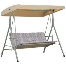 Outsunny 3 Person Porch Swing Chair Outdoor Lounge Bench Canopy Light