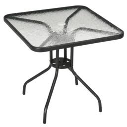 Square Patio Table Tempered Glass Top Garden Dining Table 76 X 76cm